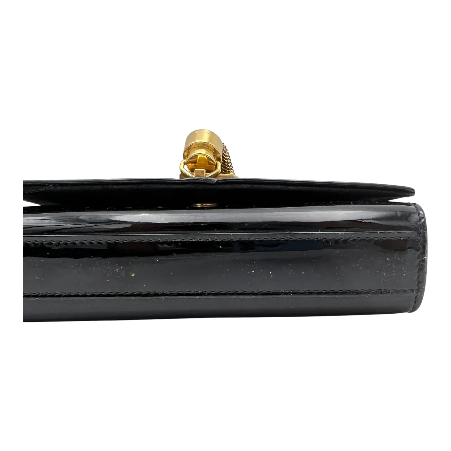 Kate Small Black Shoulder Bag in Patent Leather, Gold hardware