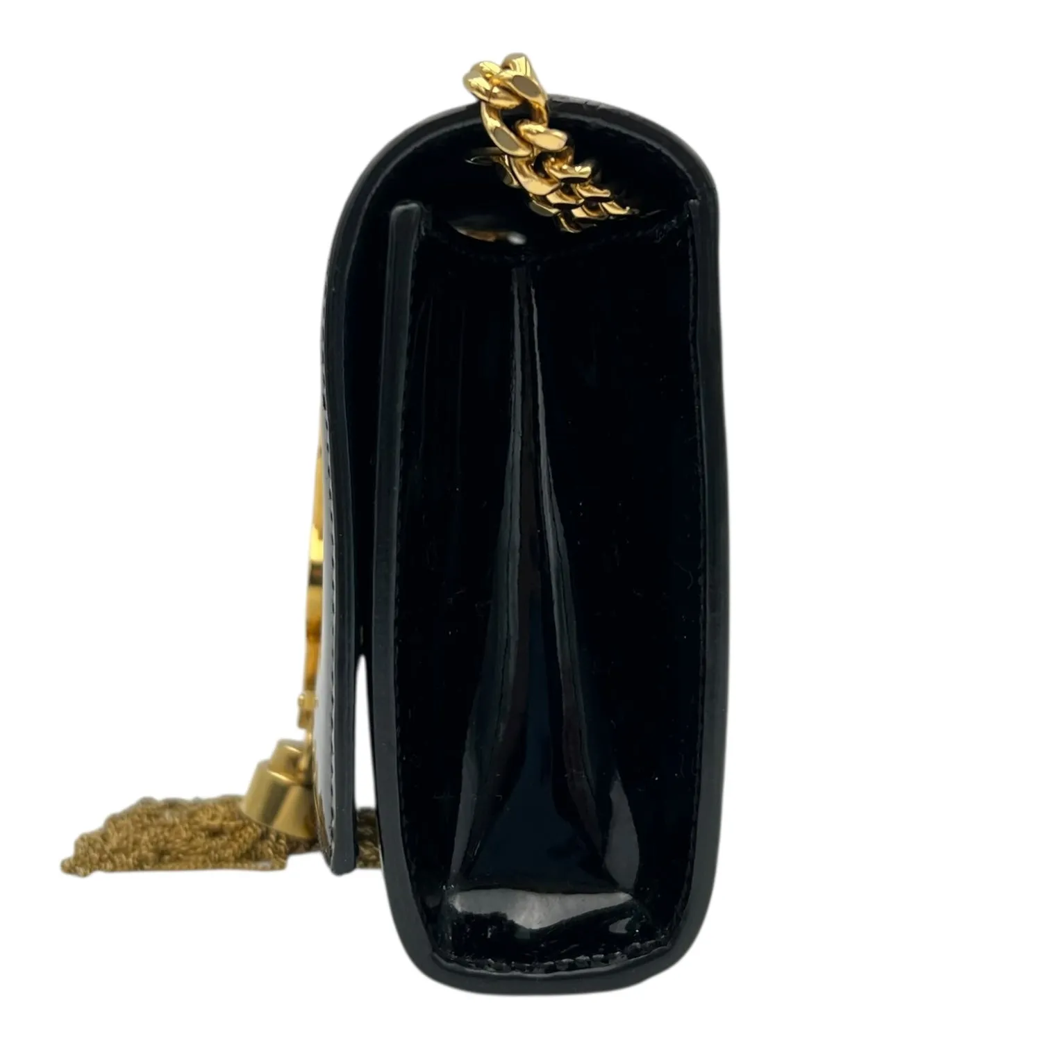 Kate Small Black Shoulder Bag in Patent Leather, Gold hardware