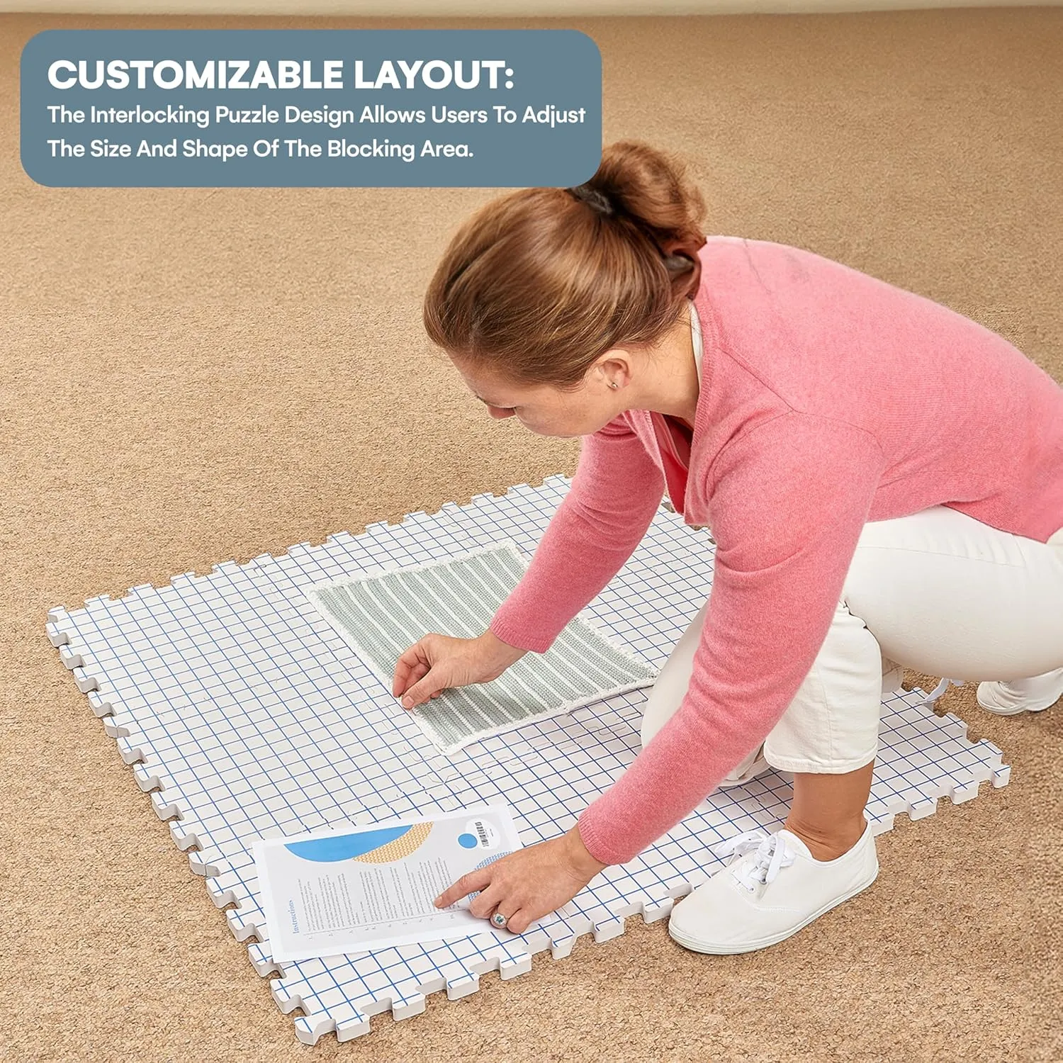 KnitIQ Pack of 9 Blocking Mats for Knitting and Crocheting - Extra Thick Blocking Boards for Crochet Projects - Block Mats for Knitting with Circular Gridlines, 150 T-Pins, and Storage Bag