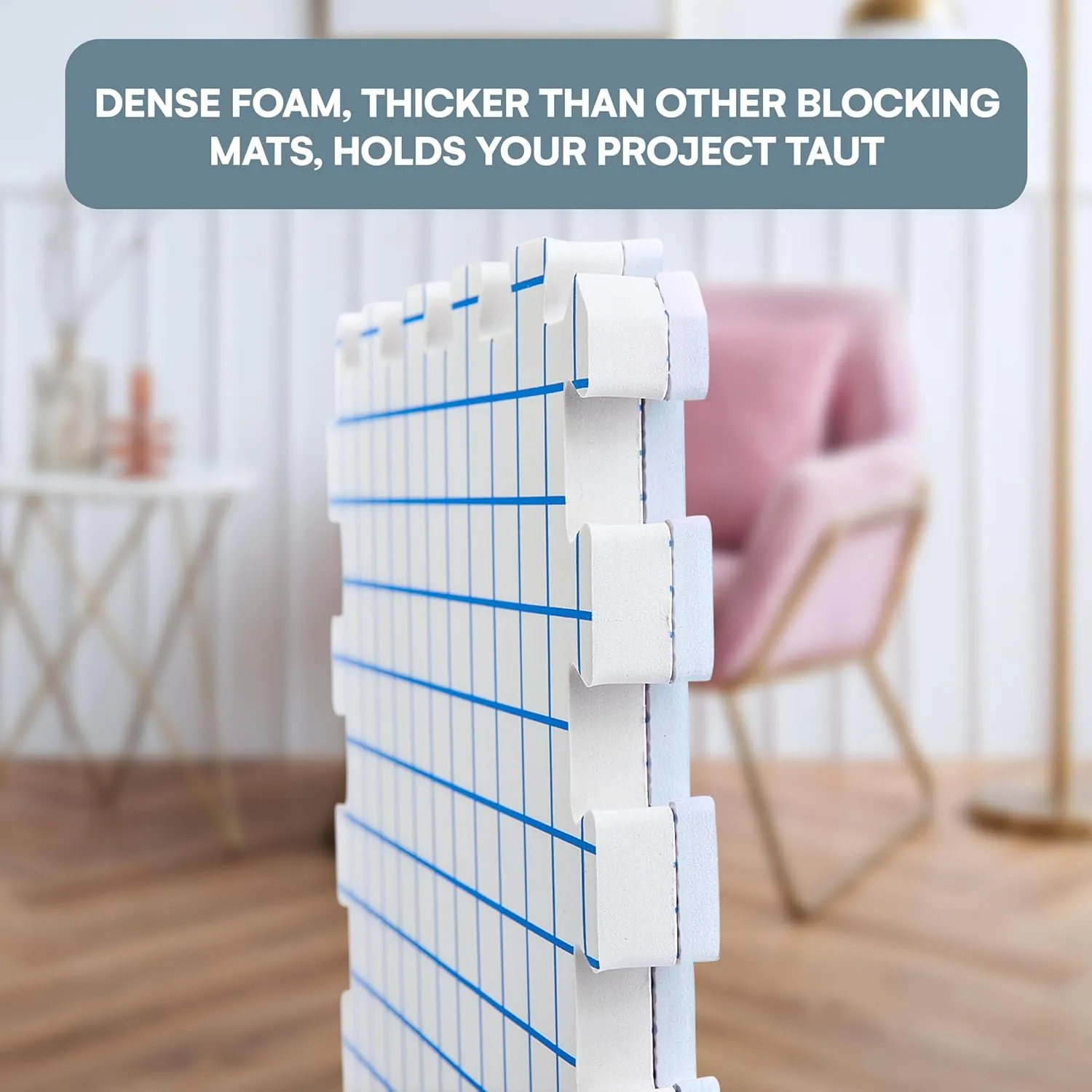 KnitIQ Pack of 9 Blocking Mats for Knitting and Crocheting - Extra Thick Blocking Boards for Crochet Projects - Block Mats for Knitting with Circular Gridlines, 150 T-Pins, and Storage Bag