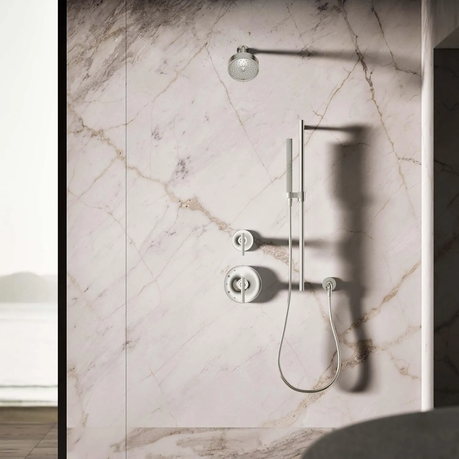 KOHLER 21336-SN Shift   Square Two-Function Handshower, Handheld Showerhead with 2 Spray Settings, 2.5 GPM, Vibrant Polished Nickel