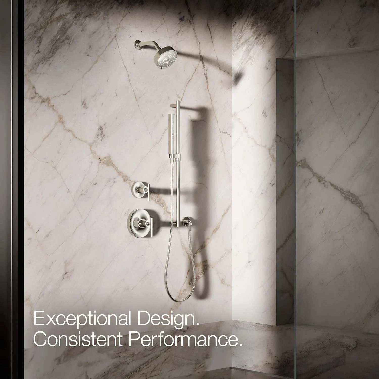 KOHLER 21336-SN Shift   Square Two-Function Handshower, Handheld Showerhead with 2 Spray Settings, 2.5 GPM, Vibrant Polished Nickel