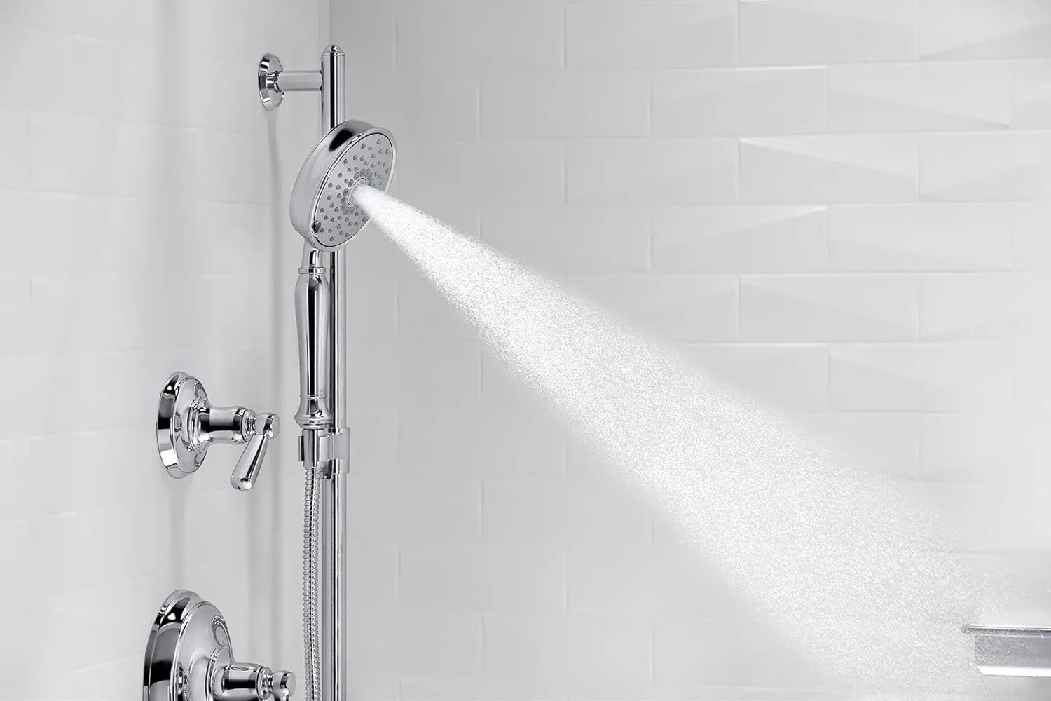 KOHLER 22163-CP Bancroft Multi-Function Handshower, Handheld Showerhead with 3 Spray Settings, 2.5 GPM, Polished Chrome