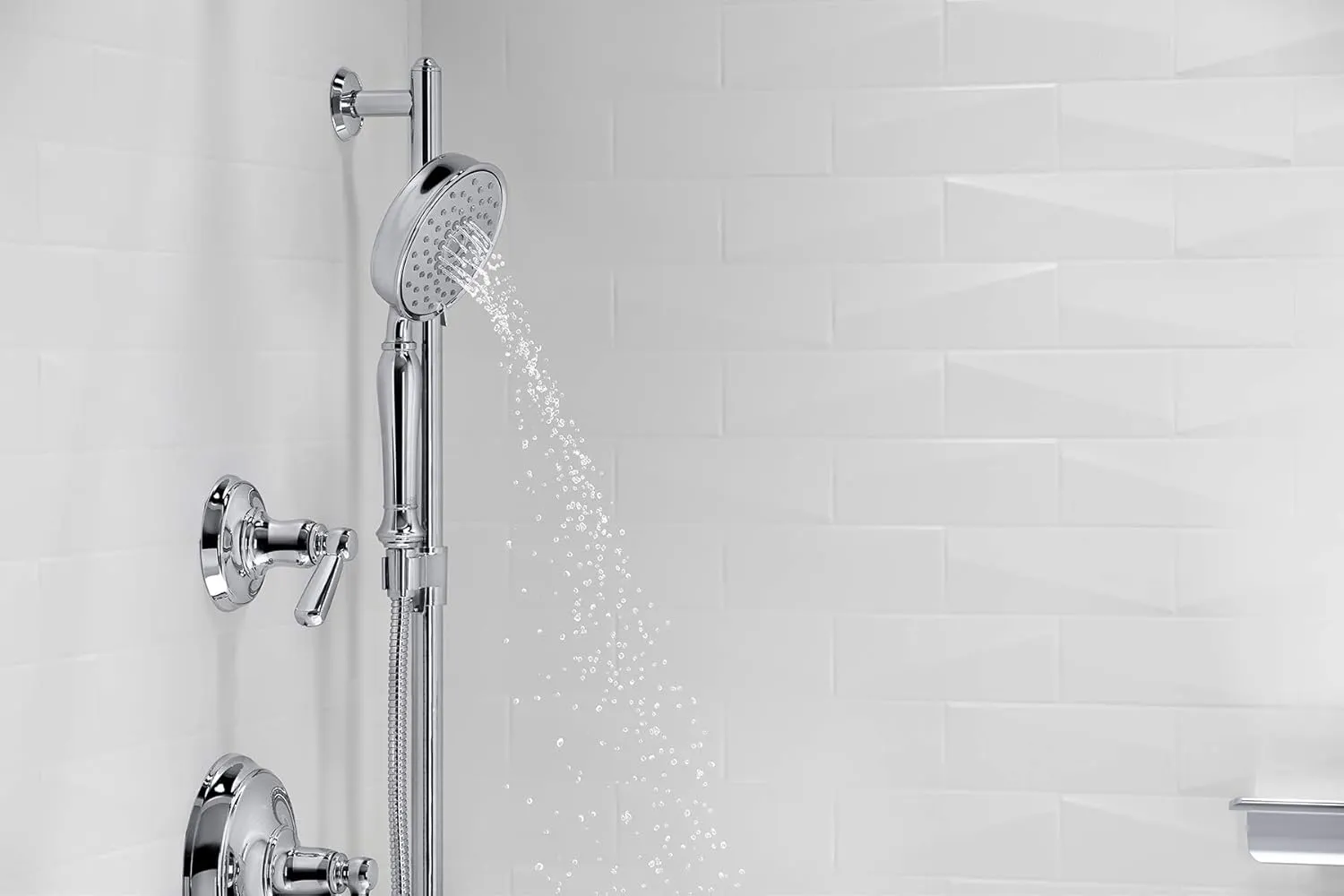 KOHLER 22163-CP Bancroft Multi-Function Handshower, Handheld Showerhead with 3 Spray Settings, 2.5 GPM, Polished Chrome