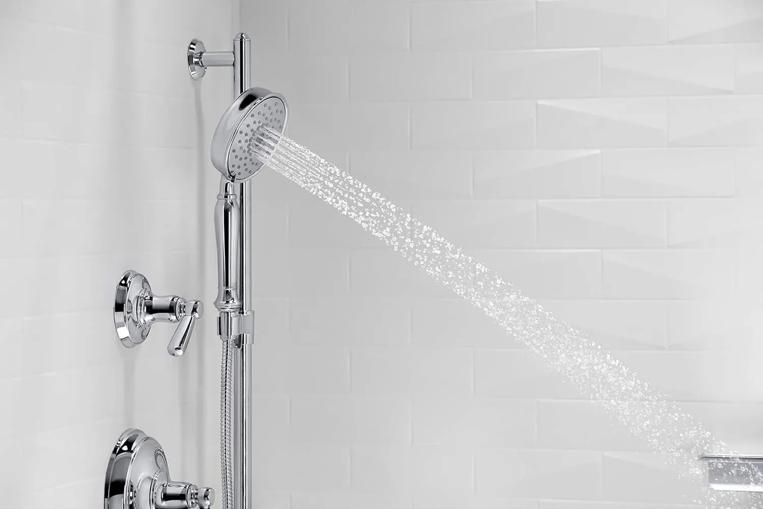KOHLER 22163-CP Bancroft Multi-Function Handshower, Handheld Showerhead with 3 Spray Settings, 2.5 GPM, Polished Chrome