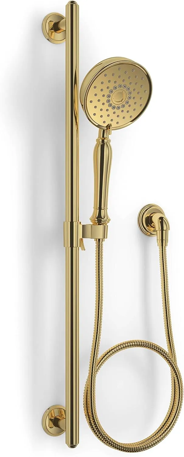 KOHLER 22163-PB Bancroft Multi-Function Handshower, Handheld Showerhead with 3 Spray Settings, 2.5 GPM, Vibrant Polished Brass