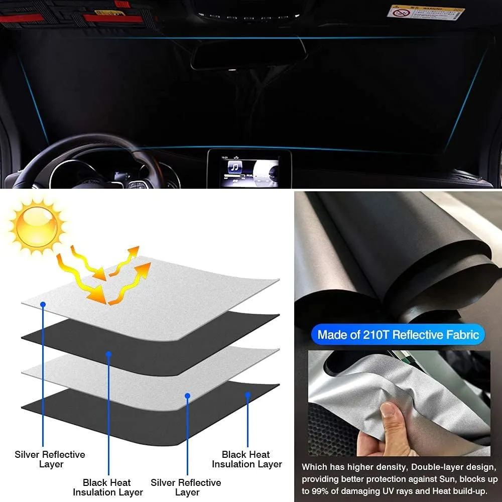 KUST Custom Fit Windshield Sun Shade for 2008-2013 Toyota Highlander Sunshade Foldable Sun Visor Protector Blocks UV Rays Keep Your Car Cooler