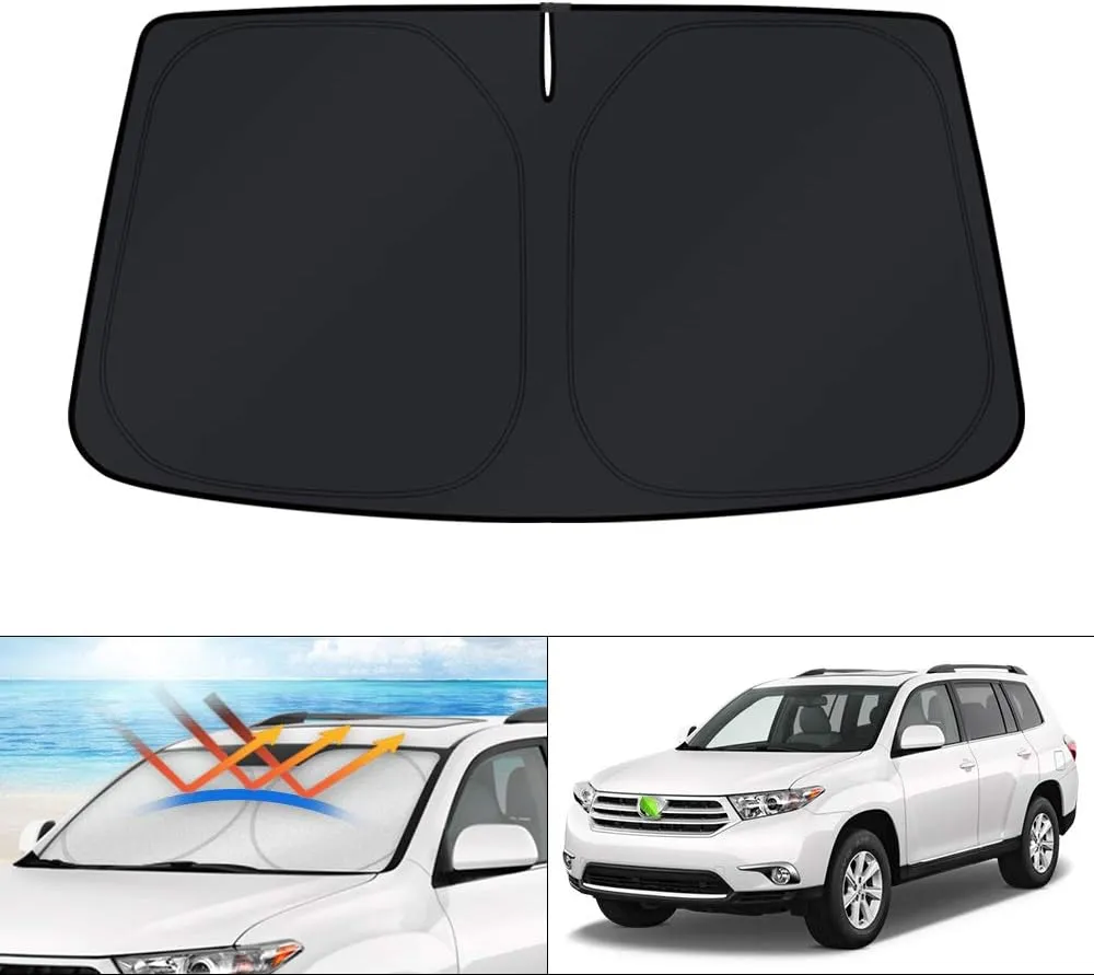 KUST Custom Fit Windshield Sun Shade for 2008-2013 Toyota Highlander Sunshade Foldable Sun Visor Protector Blocks UV Rays Keep Your Car Cooler