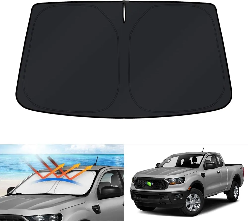 KUST Custom Fit Windshield Sun Shade for Ford Ranger Accessories 2019-2024 2025 Window Shade Foldable Sun Visor Protector Blocks UV Rays Keep Your Car Cooler