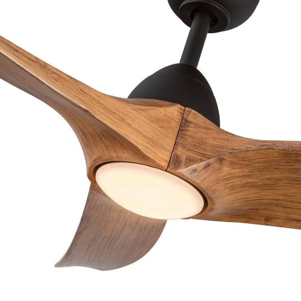 Kuzco Lighting BAYLOR CF97860-MB/NW Smart Ceiling Fan - Matte Black Natural Wood