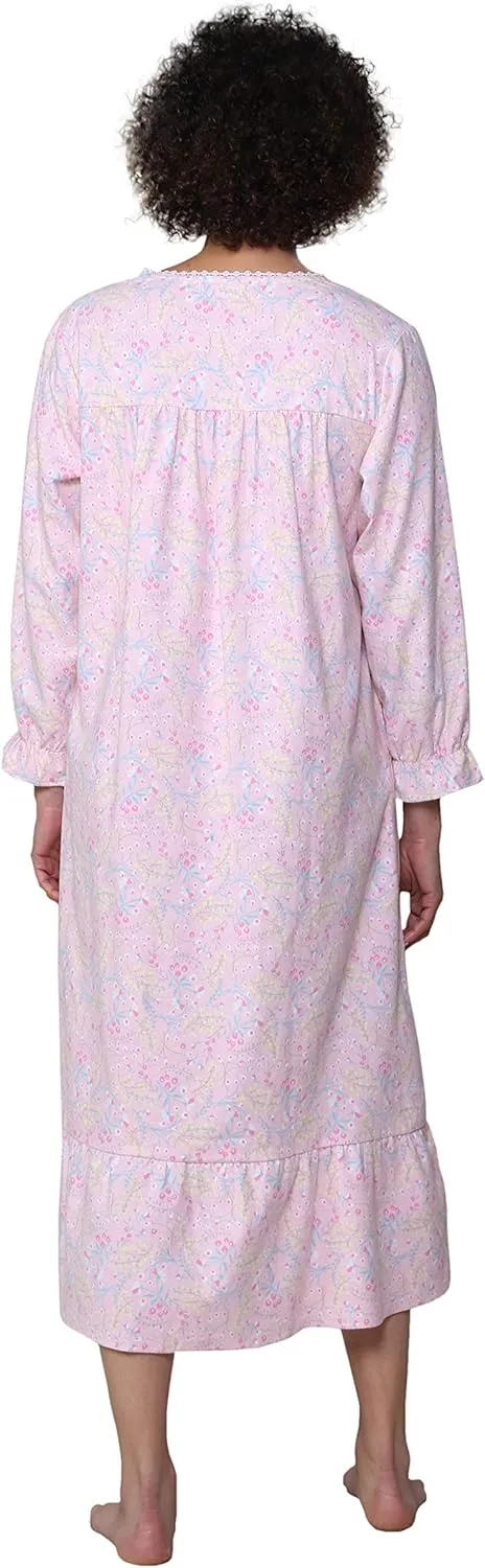 LA CERA Women's Flannel Pleated Nightgown