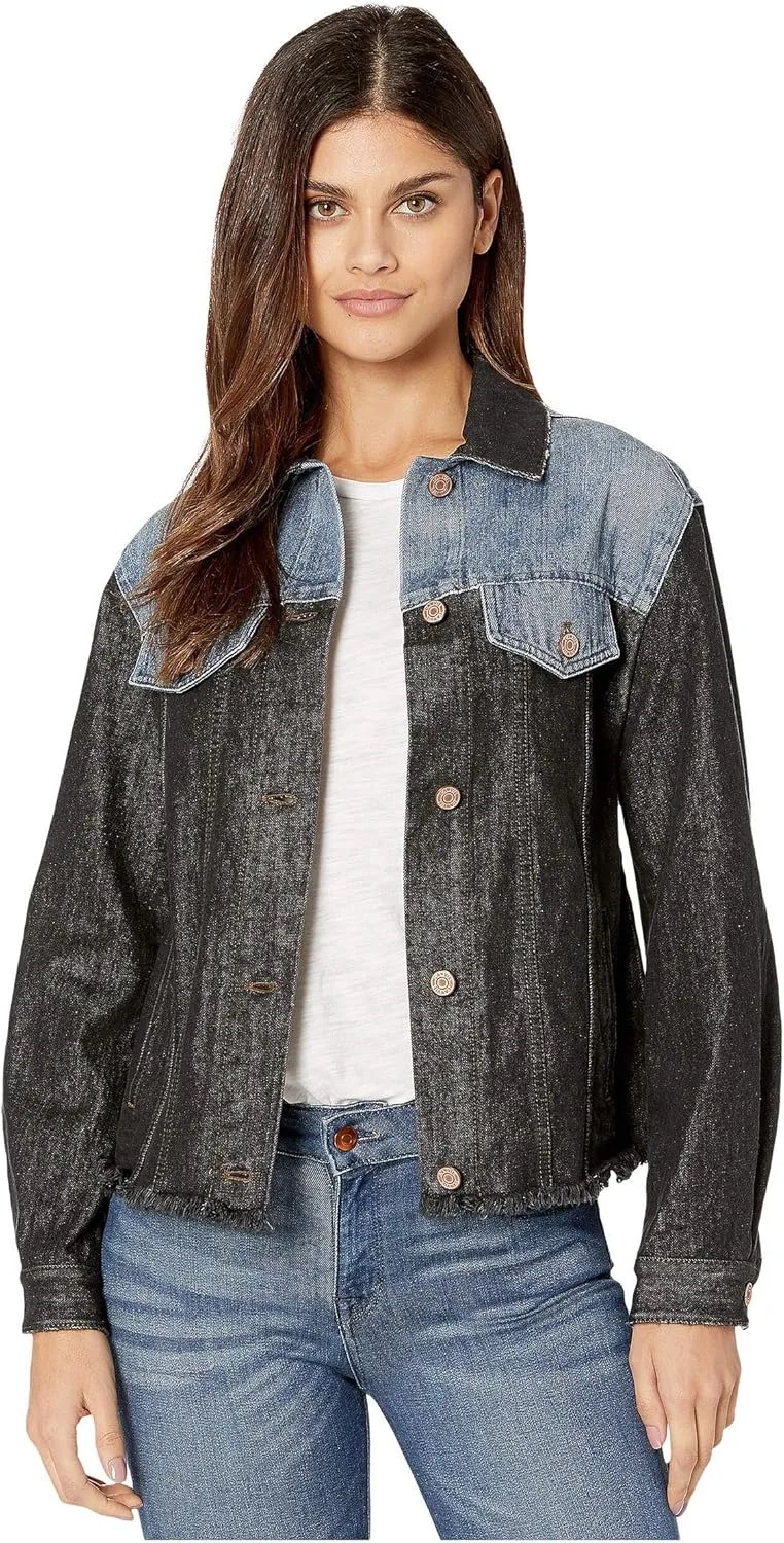 La Vie Rebecca Taylor Denim Patch Jacket Black/Indigo SM