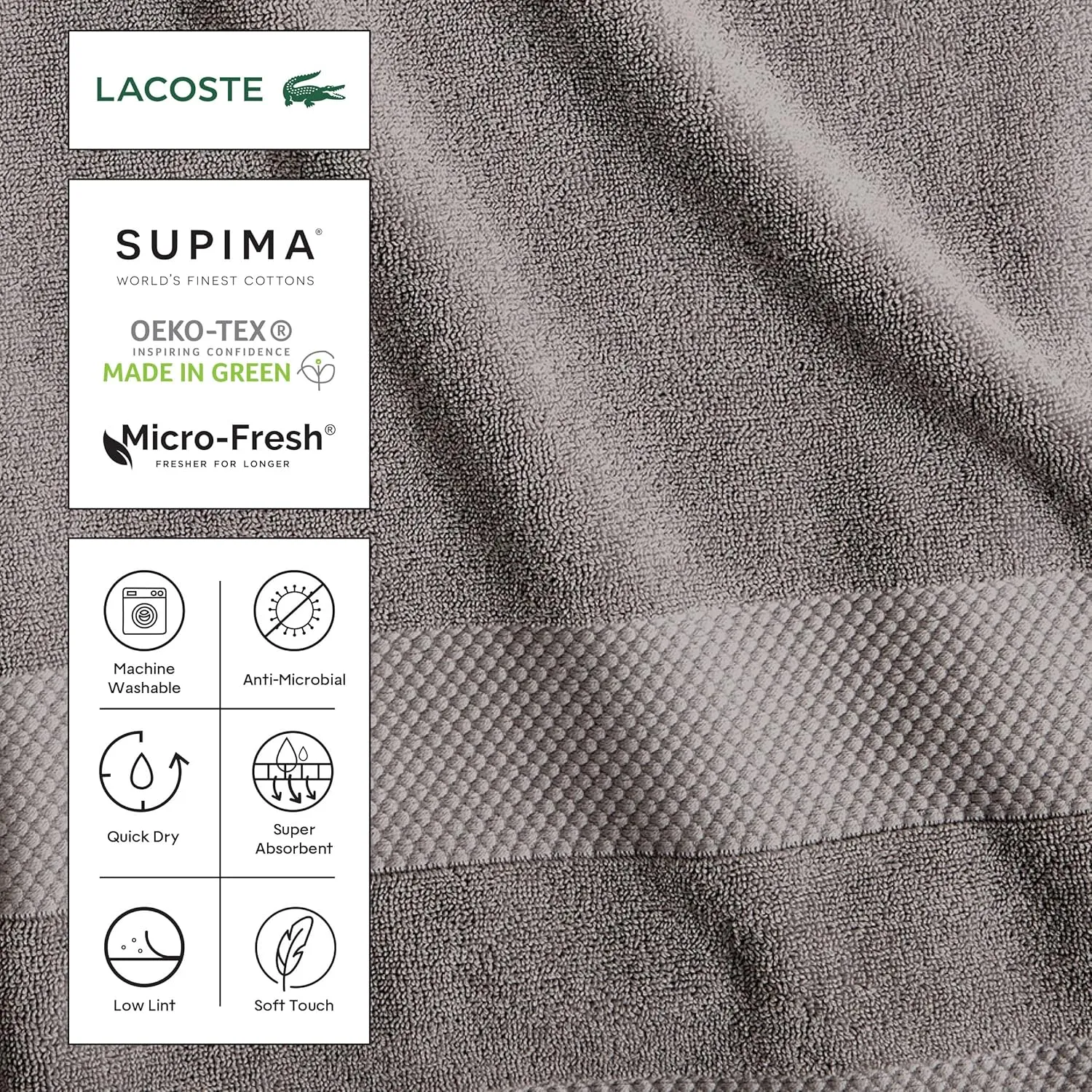 Lacoste Heritage Supima Cotton Wash Cloth, Navy, 13" x 13"