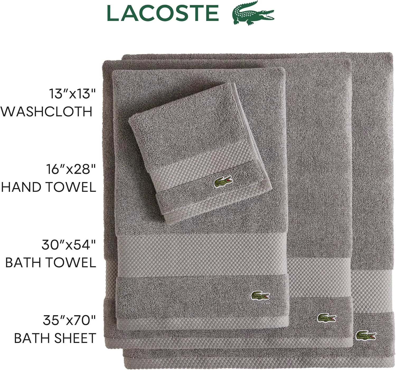 Lacoste Heritage Supima Cotton Wash Cloth, Navy, 13" x 13"