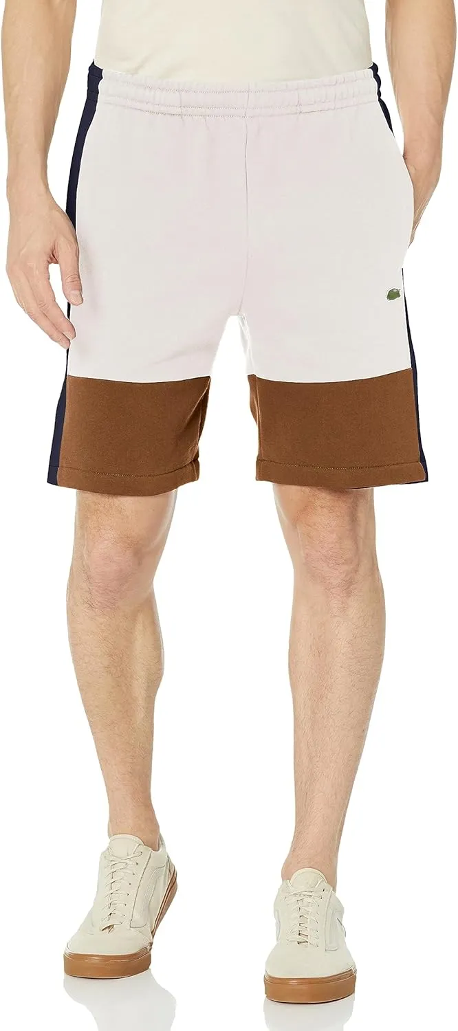 Lacoste Men's Regular Fit Brushed Fleece Colorblock Shorts
