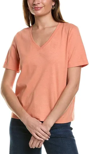 Lafayette 148 New York James V-Neck Linen-Blend T-Shirt