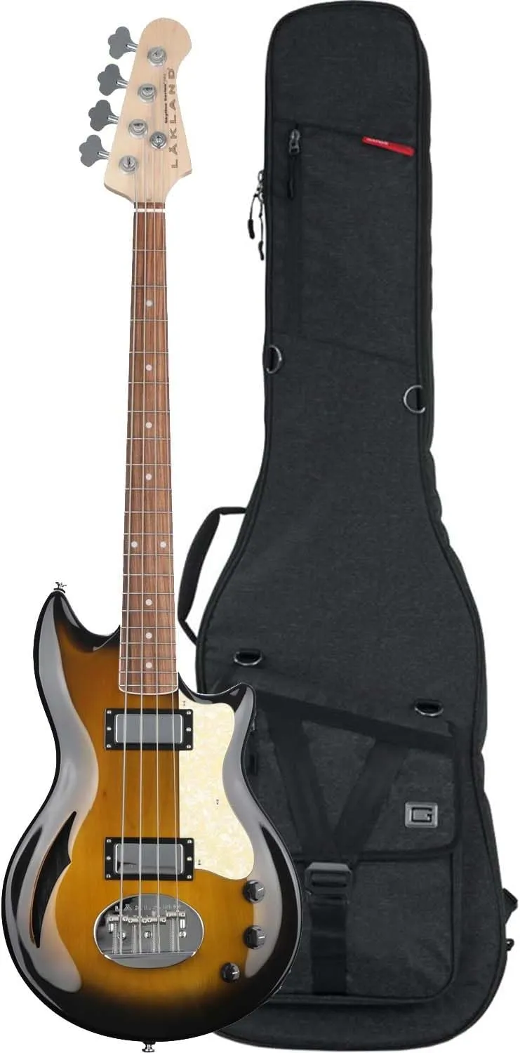 Lakland Skyline Hollowbody-30 Bass, Tobacco Sunburst, Gator Transit Bass Guitar Bag Bundle