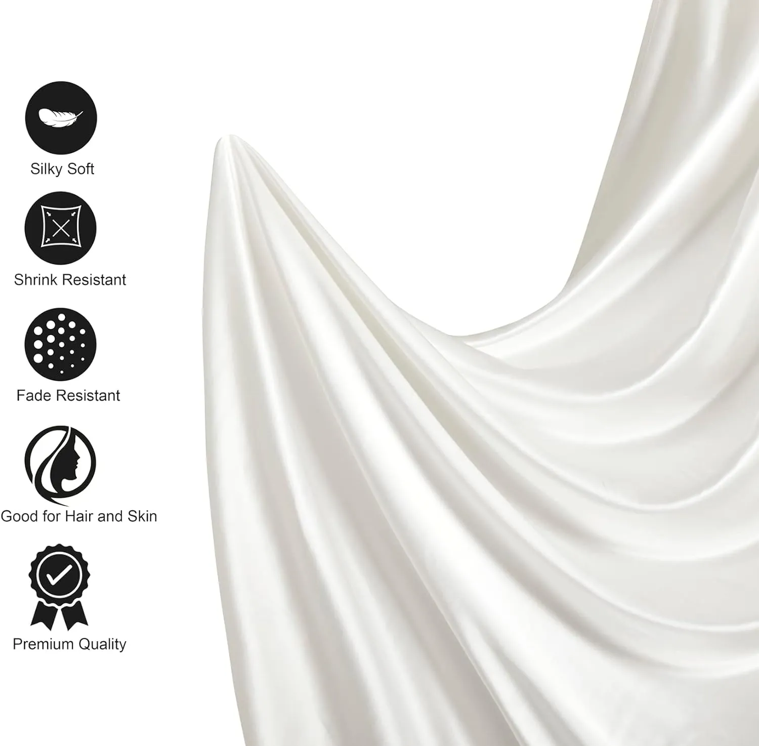 Lanest Housing Silk Satin Sheets, Full Size Satn Bed Sheet Set with Deep Pockets, Cooling Soft and Hypoallergenic Satin Sheets Full - Ivory