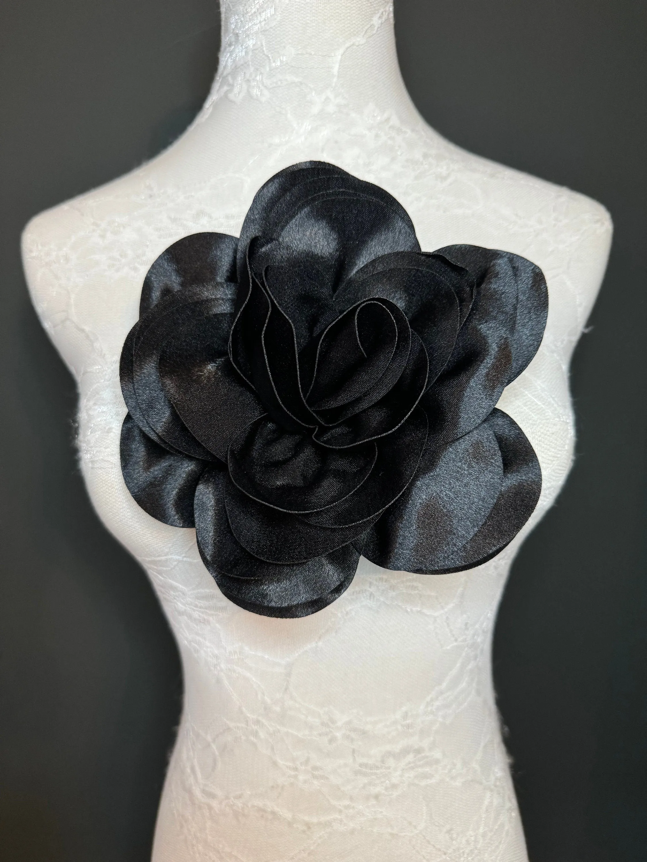 Large 3D Corsage Flower, Satin Fabric, 6 Colours, 11” Wide, Pin on Corsage, Bridal, Clothing, Dress, Hat, Wedding, FAN Design, Race Day,Gift