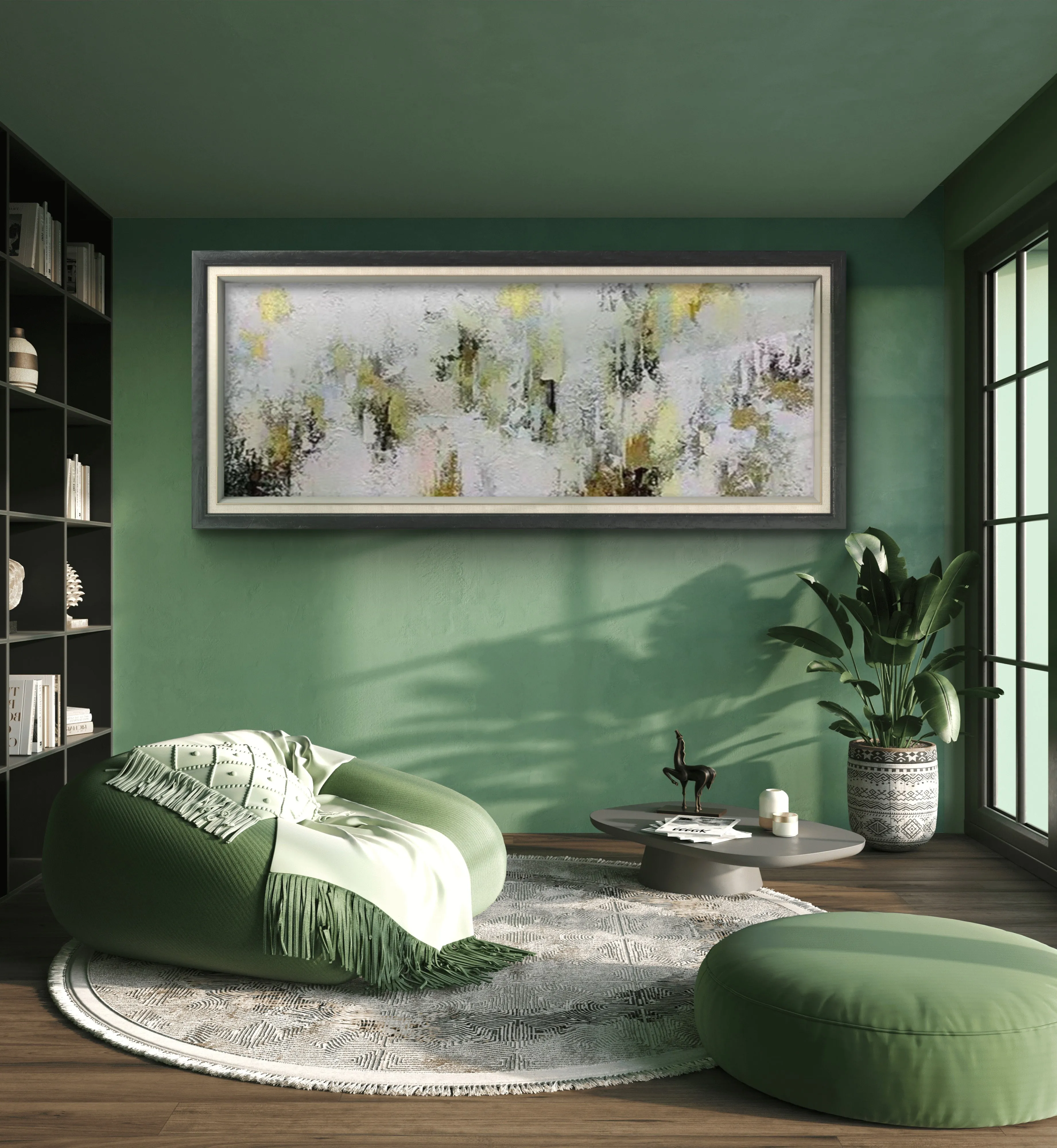 Large Abstract Grey Gold Textured Canvas Painting