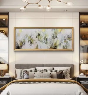 Large Abstract Grey Gold Textured Canvas Painting