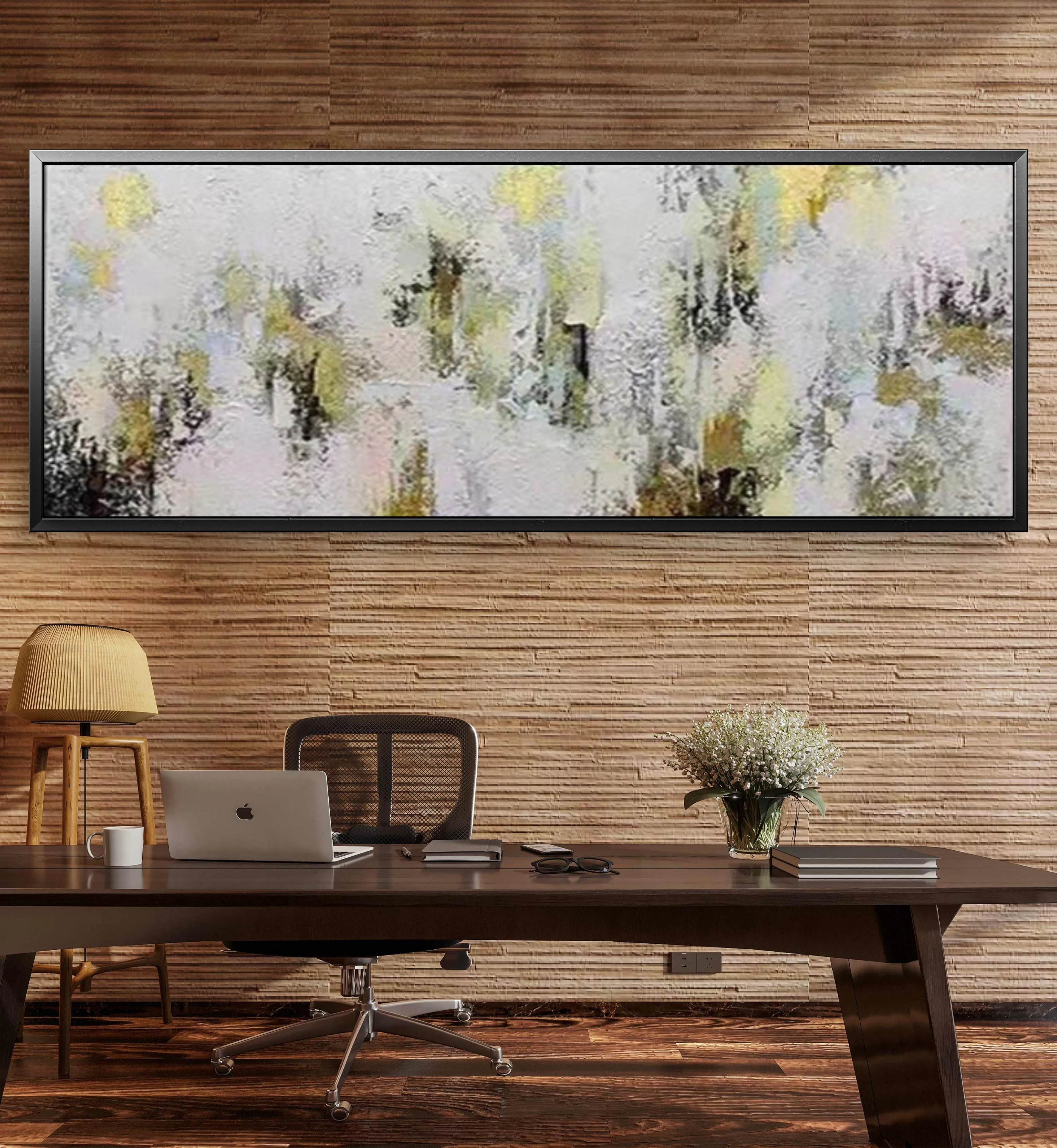 Large Abstract Grey Gold Textured Canvas Painting