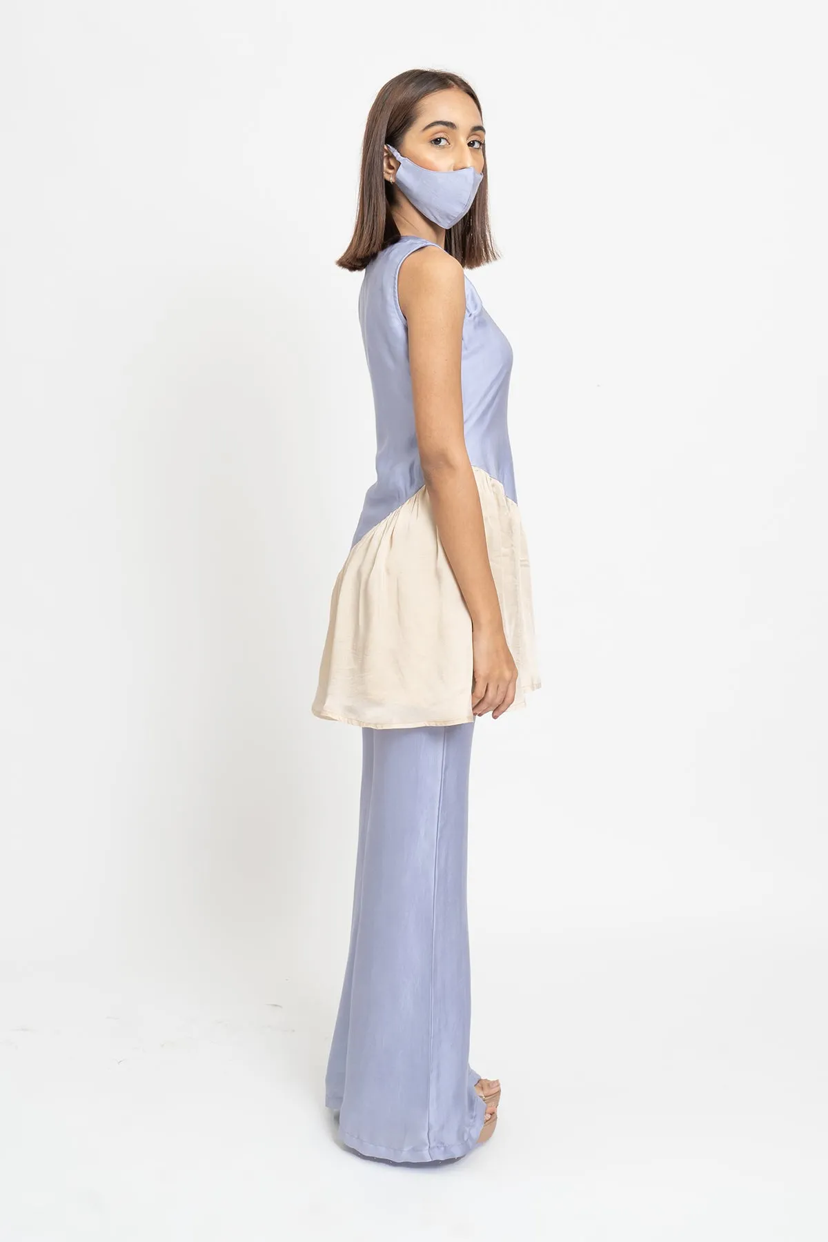 Lilac-Beige Color Blocked Set