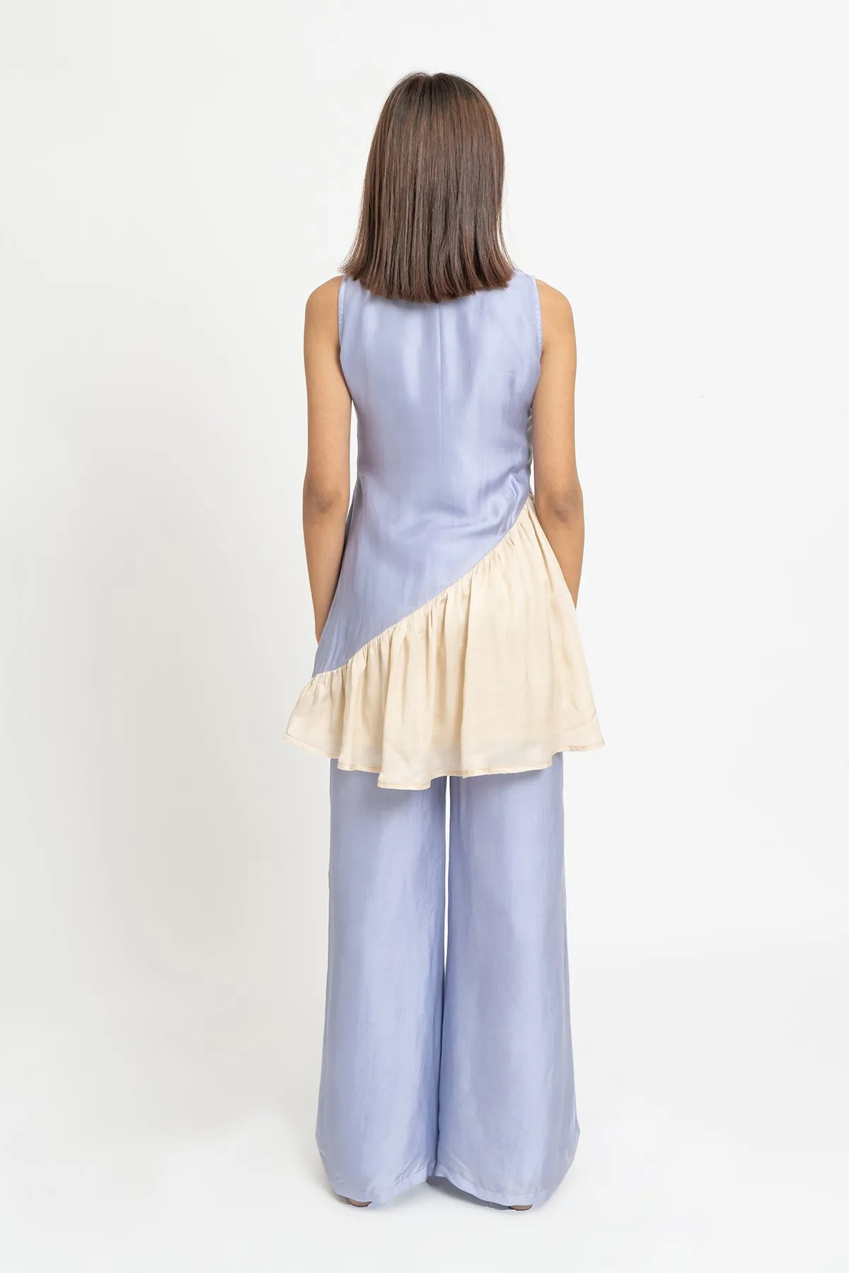 Lilac-Beige Color Blocked Set