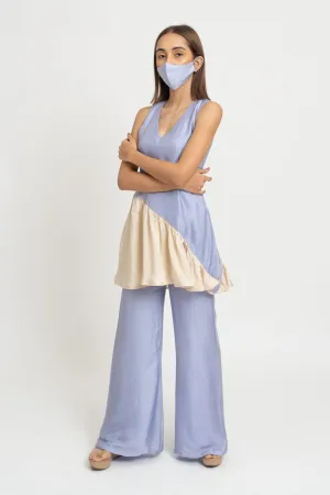 Lilac-Beige Color Blocked Set