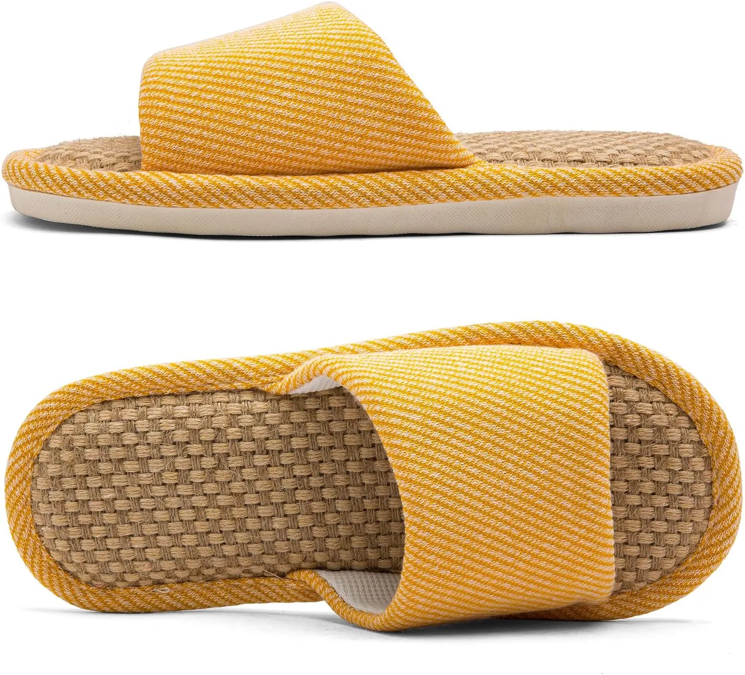 Linen and Cloth Slippers Indoor House Slippers All Seasons Silent Slippers Unisex Blue EU 39-40