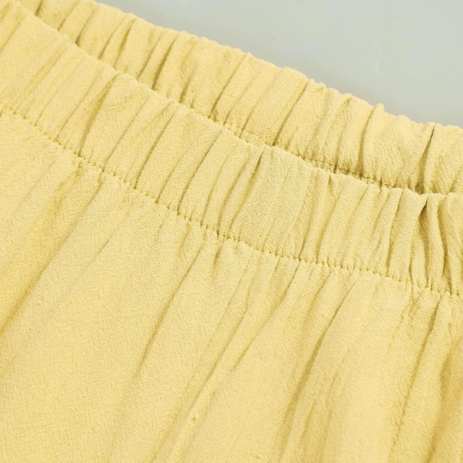 Linen Pants for Women Summer Casual Capri Pants with Pockets Baggy Comfy Wide Leg Trousers Lounge Palazzo Pants