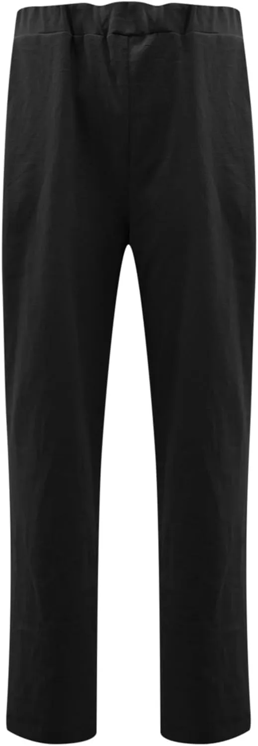 Linen Pants for Women Trendy 2024 Casual Summer Lightweight Straight Leg Pant Elastic High Waist Lounge Trousers