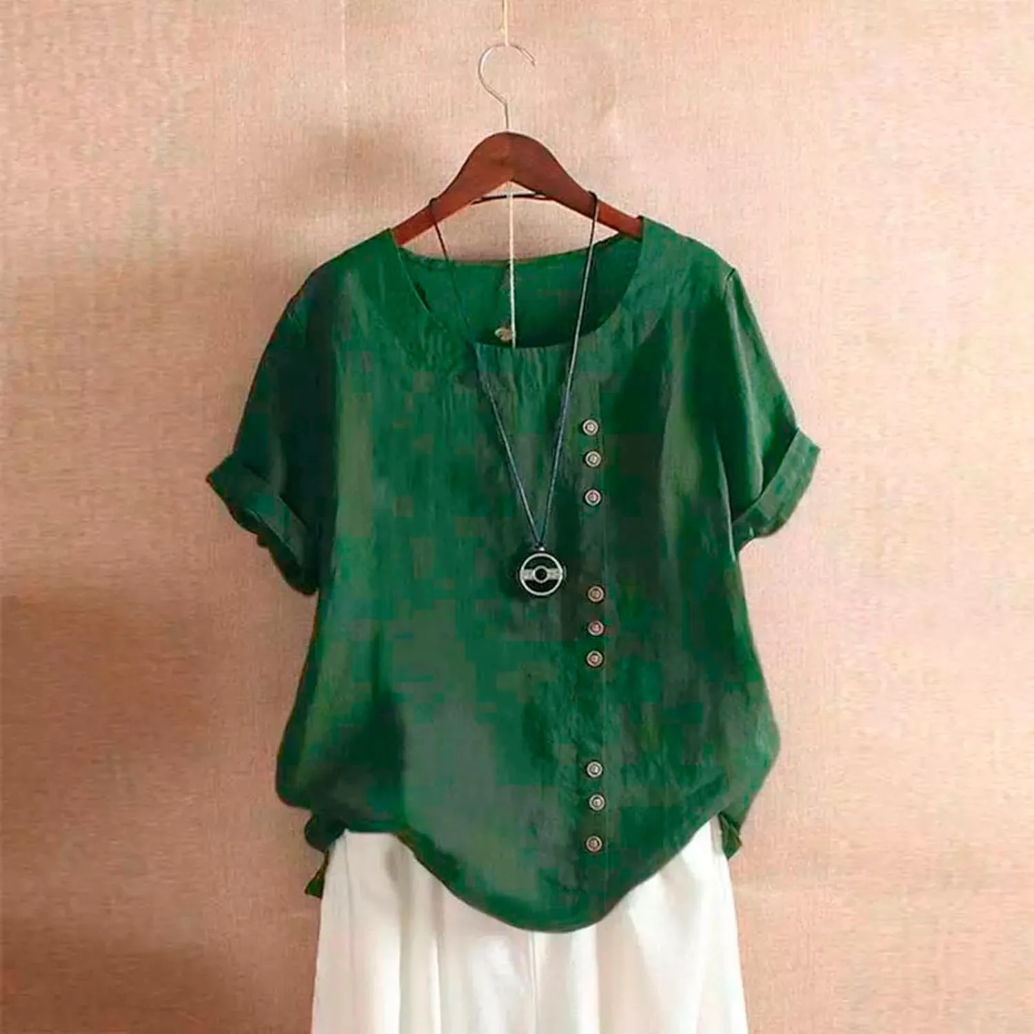 Linen Shirts for Women 2025 Summer Cotton Linen Tops Loose Fit Casual Roll Up Short Sleeve T-Shirt Trendy Blouse