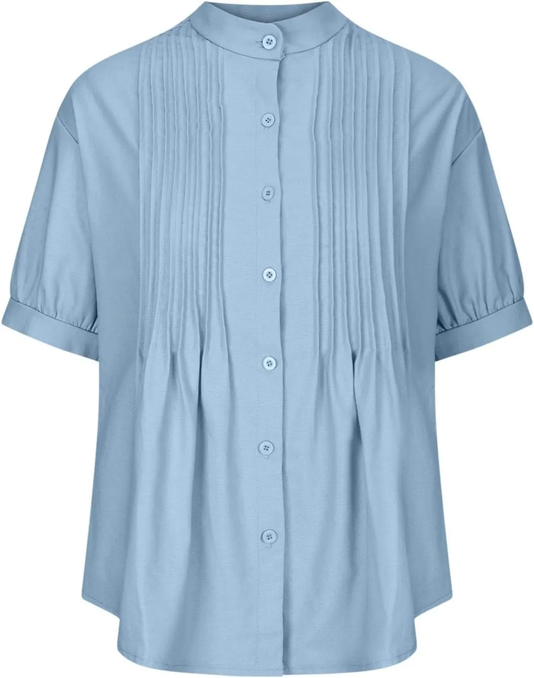 Linen Shirts for Women Casual Half Sleeve High Neck Blouses Casual Cotton Linen Lightweight Summer Boho Tops