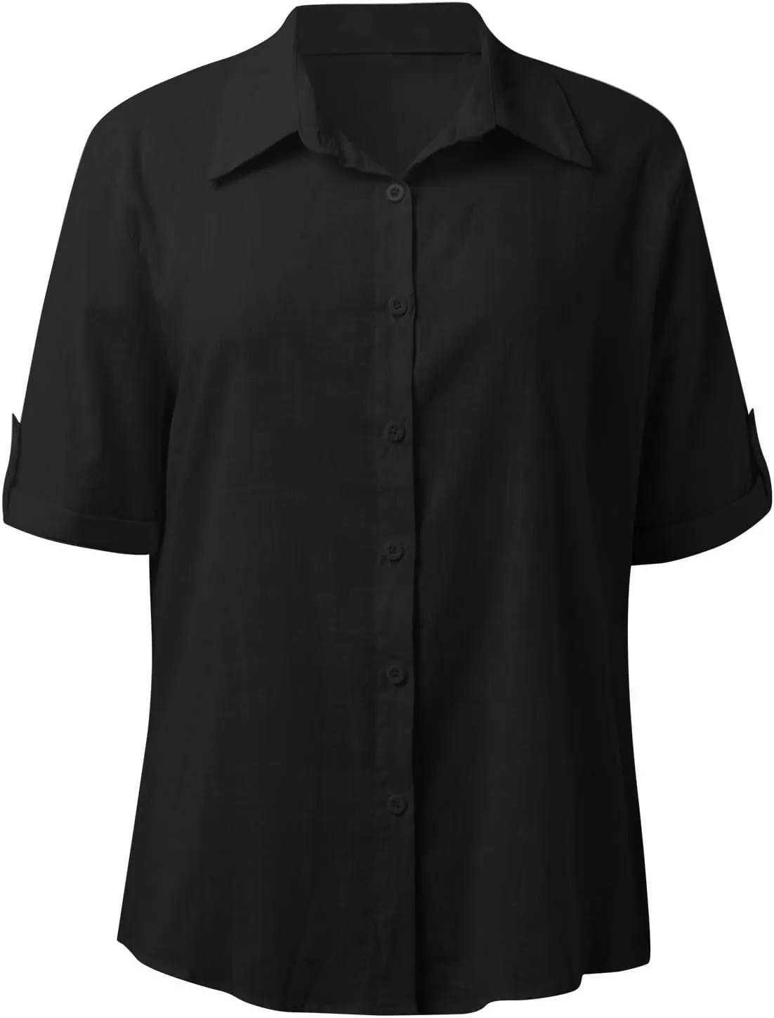 Linen Shirts for Women, Linen Button Down Shirt Women Short Sleeve Summer Trendy Tops Work Beach Collared Blouses