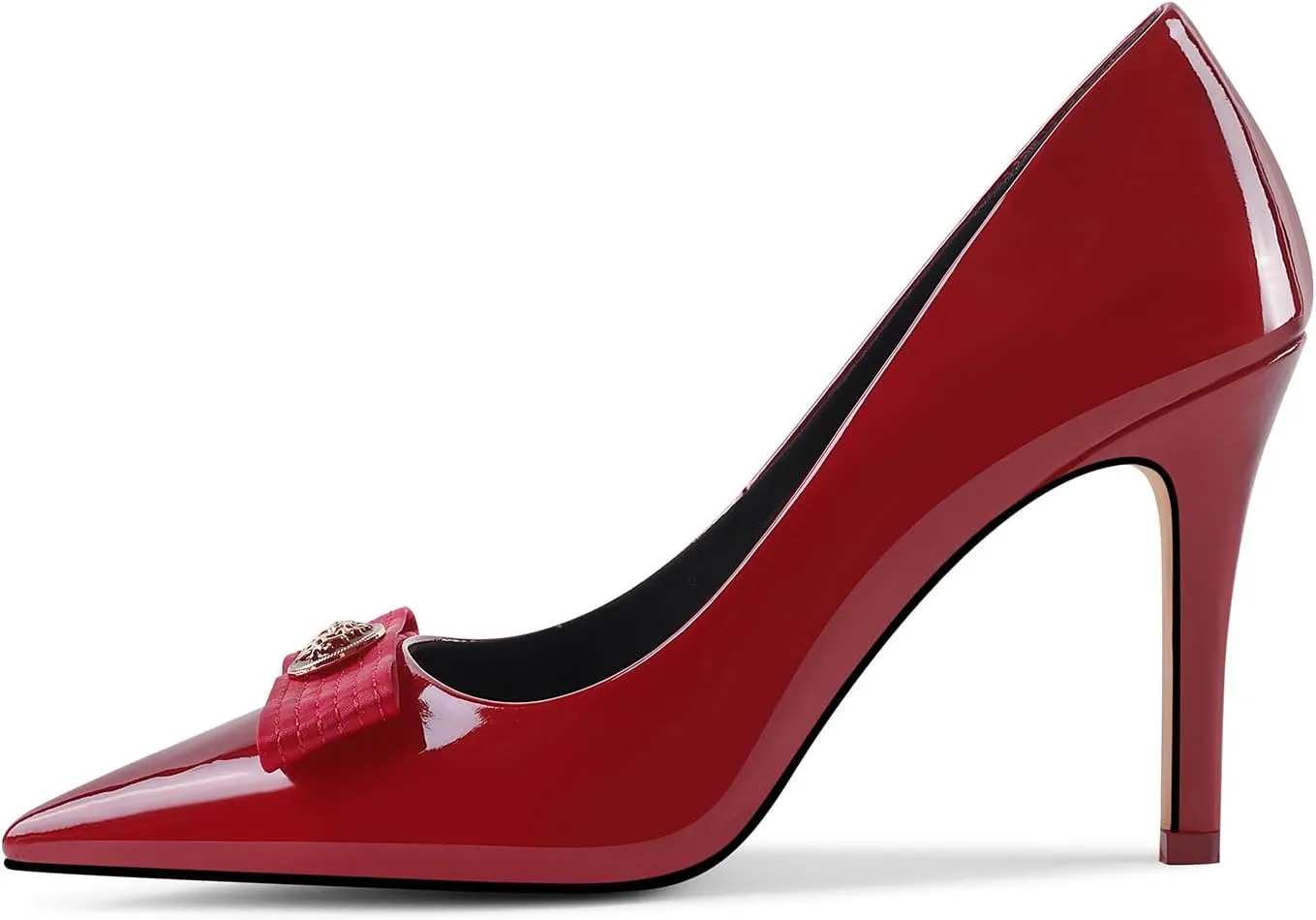 LOCERICH Women's High Heels Pumps Closed Toe Bow Heels Pointed Toe Stiletto Dress Shoes for Women Party Work Wedding Shoes for Bride