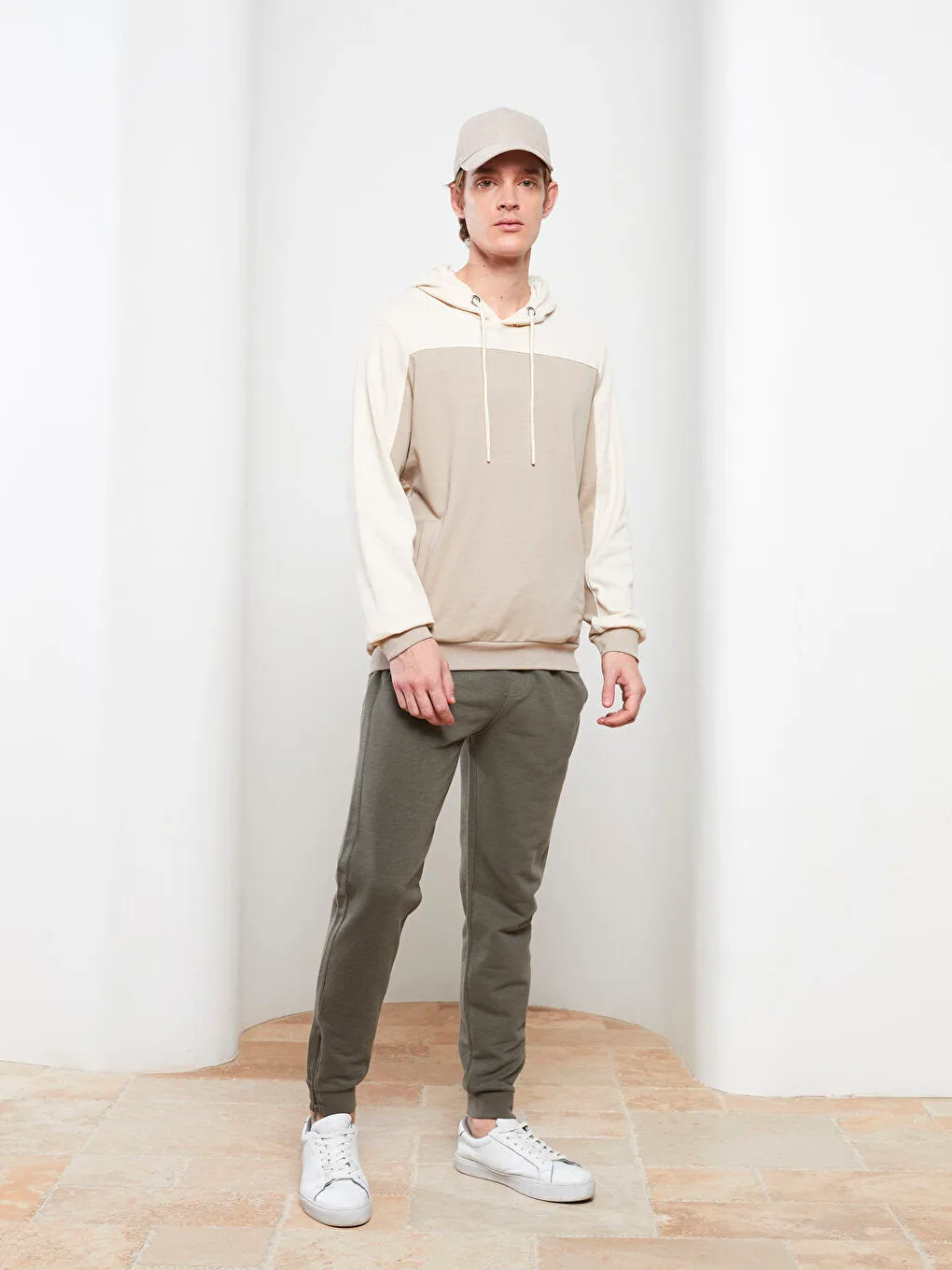 Long Sleeve Color Blocked Men's Hoodie
