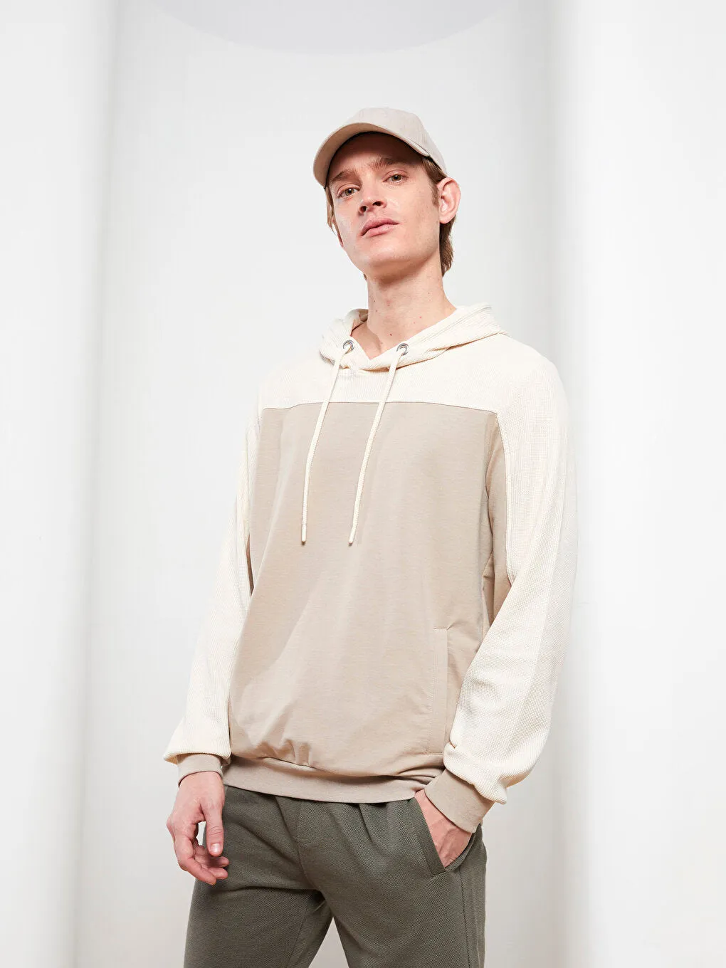 Long Sleeve Color Blocked Men's Hoodie