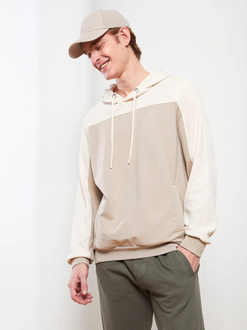 Long Sleeve Color Blocked Men's Hoodie