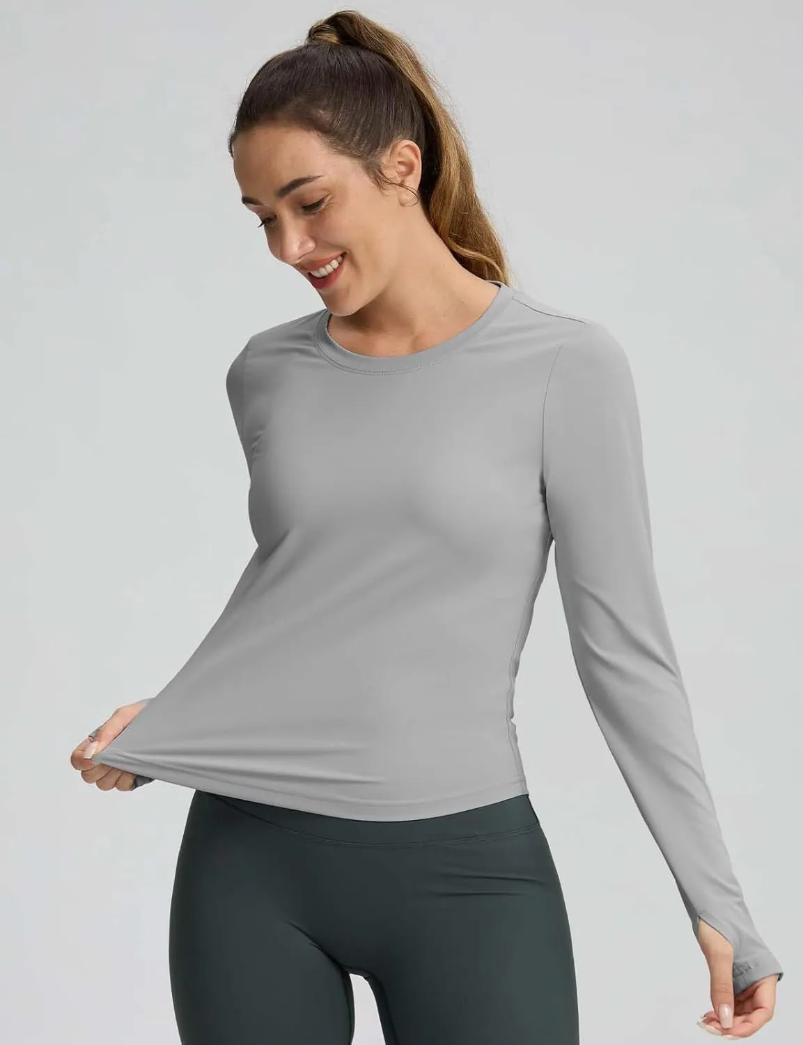 Long Sleeve Workout Tops for Women Lightweight Running Shirts Quick Dry Athletic Shirts Active Exercise