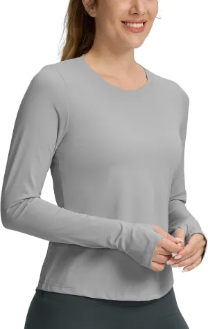 Long Sleeve Workout Tops for Women Lightweight Running Shirts Quick Dry Athletic Shirts Active Exercise