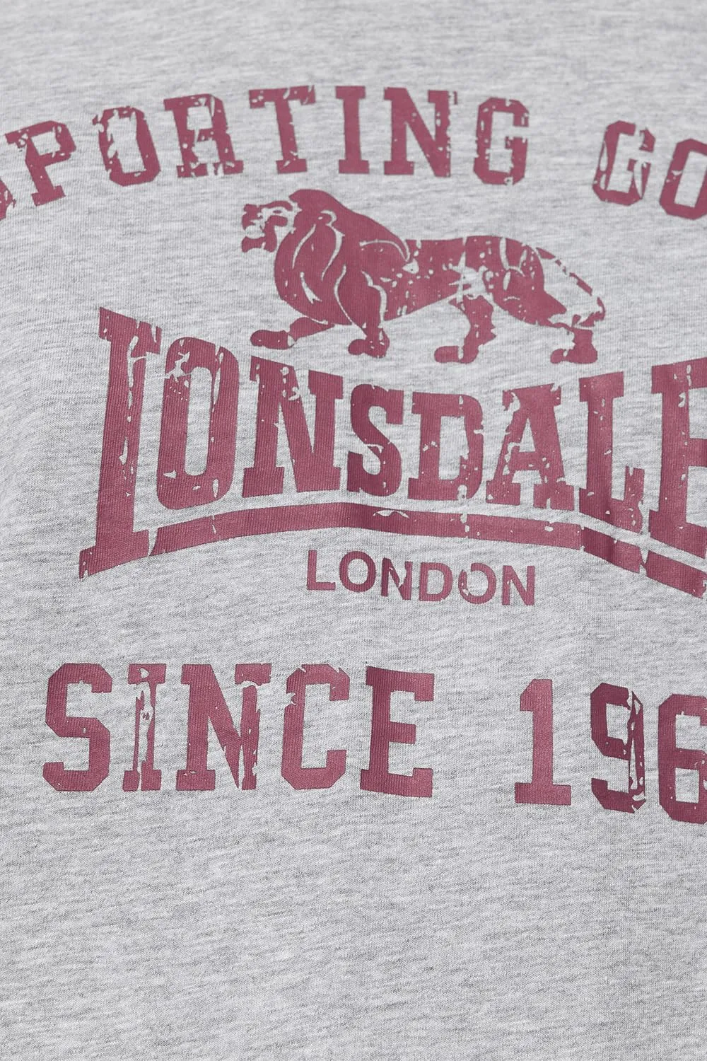 Lonsdale Classic Men's Grey Long-Sleeve T-Shirt Lion Logo Crew-Neck Regular-Fit