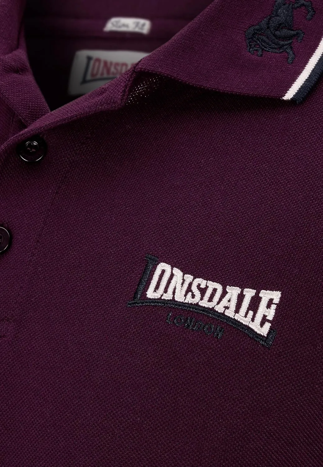 Lonsdale Classic Men's Polo Shirt Embroidered Logo 100% Cotton Pique Slim-Fit