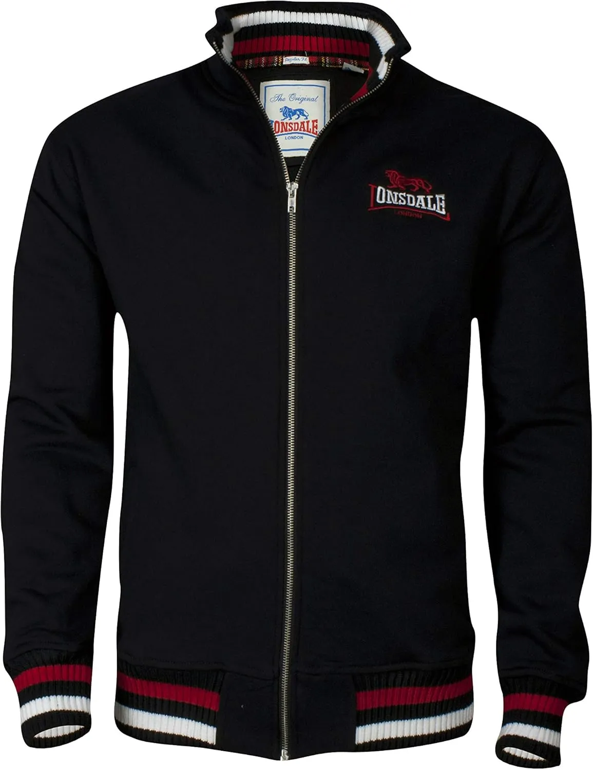 Lonsdale Dover Black Zip Jacket Sweatshirt Regular Fit