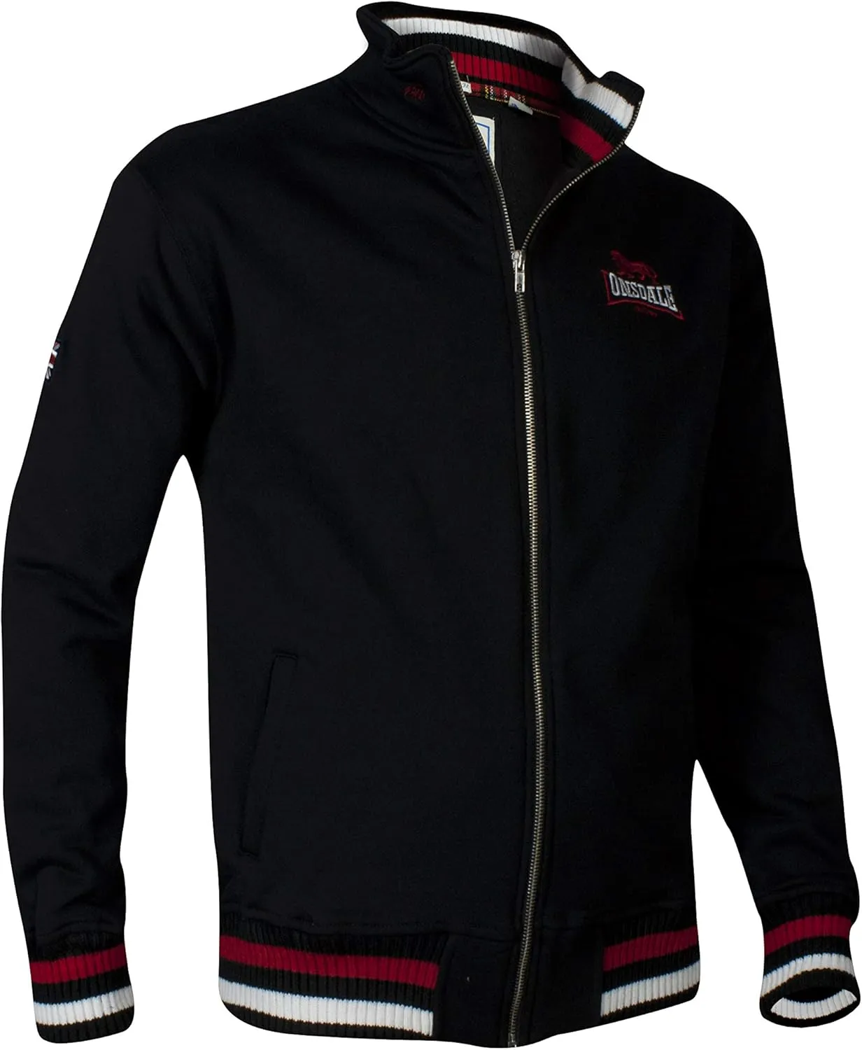 Lonsdale Dover Black Zip Jacket Sweatshirt Regular Fit