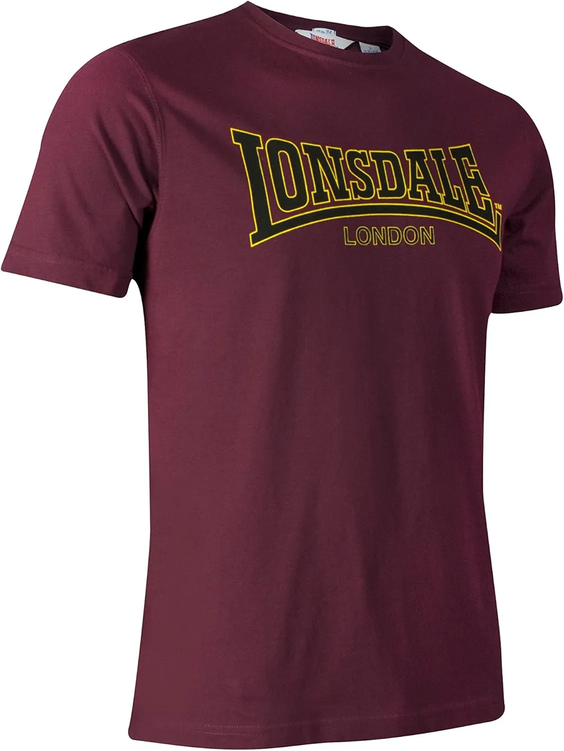 Lonsdale Men's Classic Flock Print Premium Logo T-Shirt 100% Cotton Slim-Fit