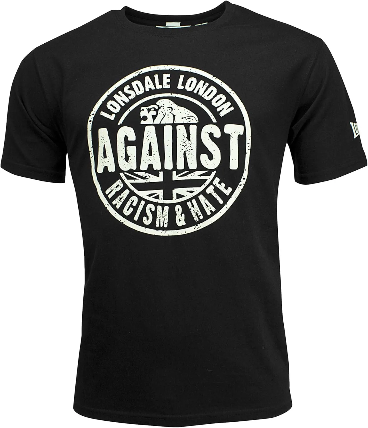 Lonsdale Men´s Regular Fit Black Against Racism & Hate T-Shirt (Large (L))