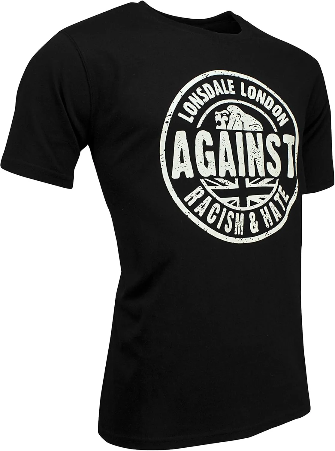 Lonsdale Men´s Regular Fit Black Against Racism & Hate T-Shirt (Large (L))