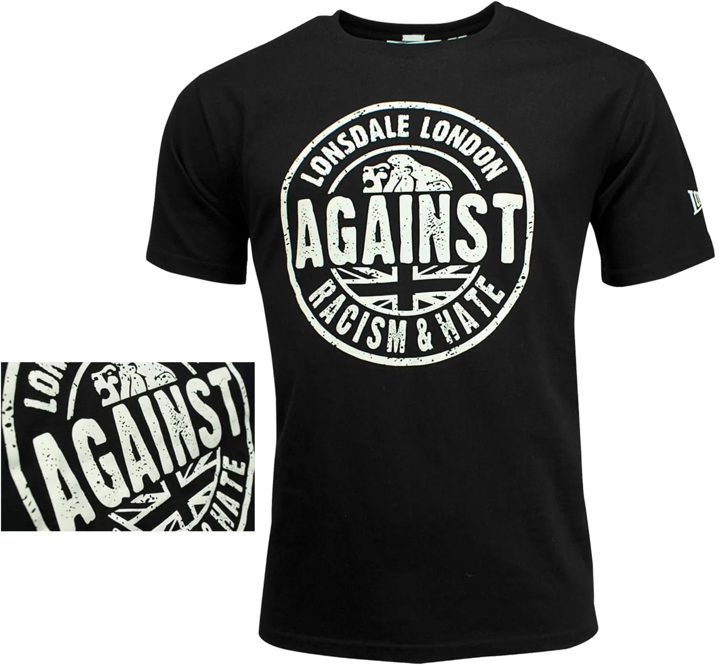 Lonsdale Men´s Regular Fit Black Against Racism & Hate T-Shirt (Large (L))