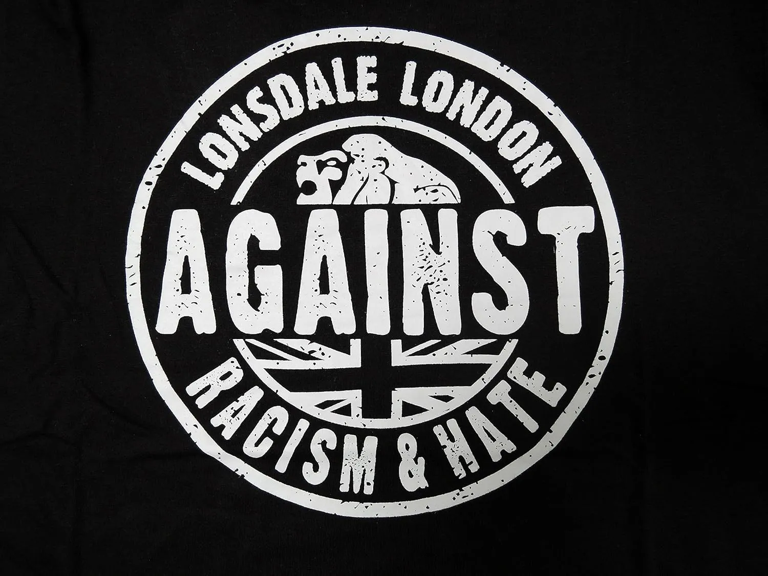 Lonsdale Men´s Regular Fit Black Against Racism & Hate T-Shirt (Large (L))
